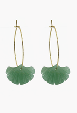 Aventurine Ginkgo Hoop Earrings
