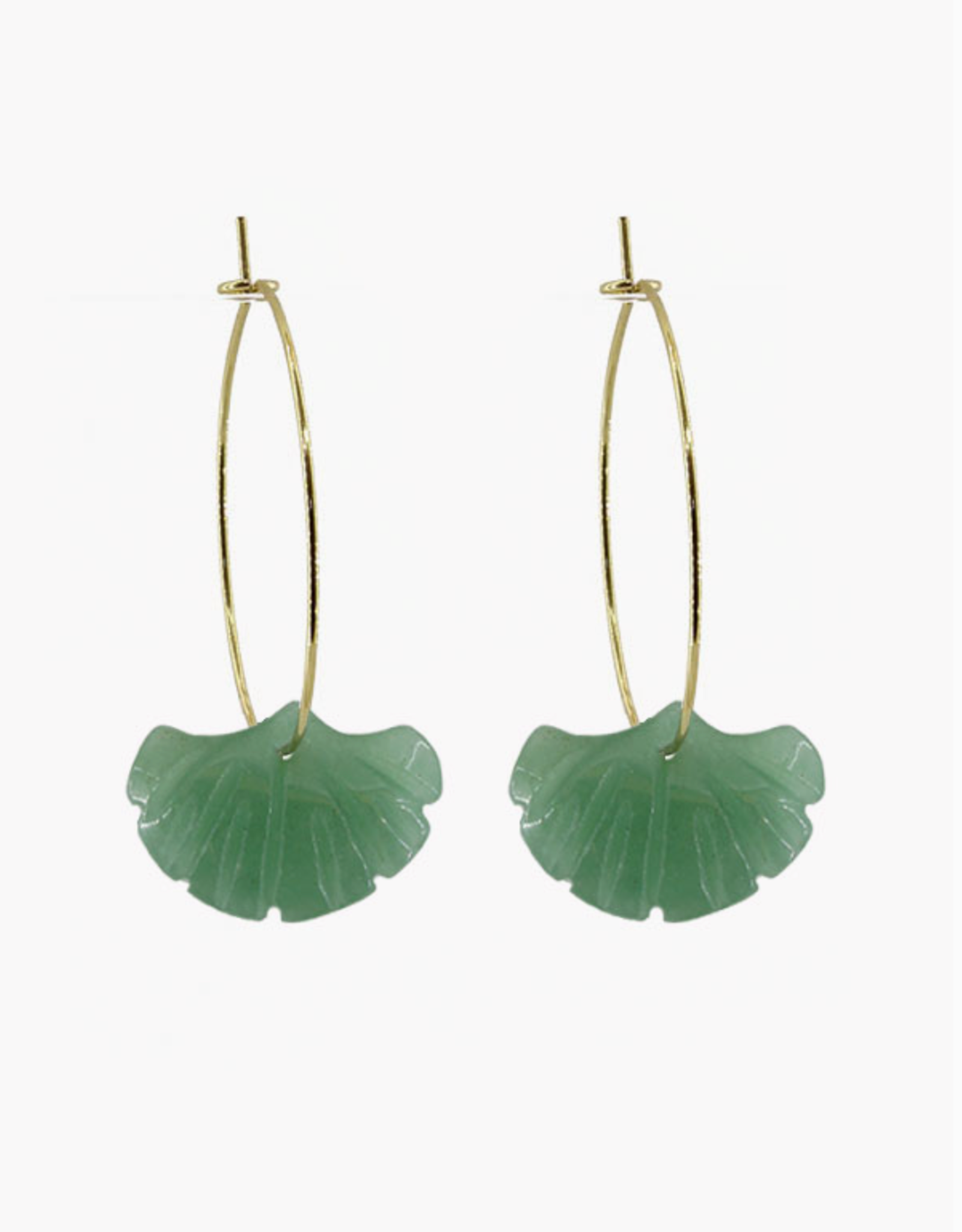 Aventurine Ginkgo Hoop Earrings