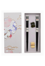 Lucky Cats Chopstick Rest & Chopsticks Set of 2
