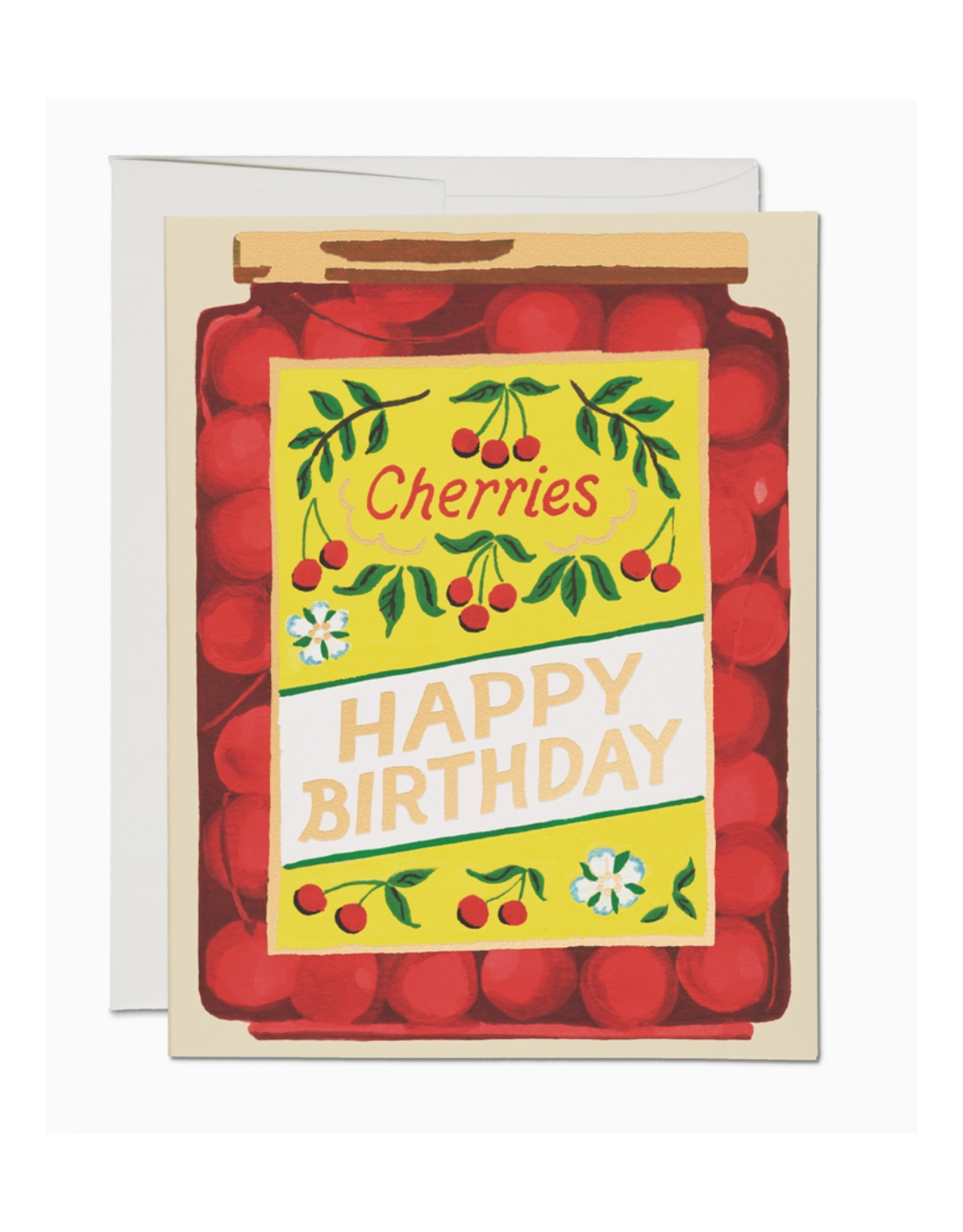 Jar of Cherries Happy Birthday Greeting Card