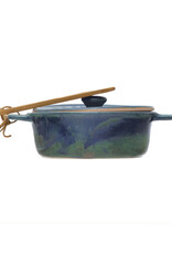 Stoneware Brie Baker w/ Bamboo Spreader - Blue
