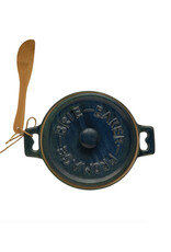 Stoneware Brie Baker w/ Bamboo Spreader - Blue