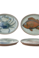 Sea Life Oval Stoneware Plate
