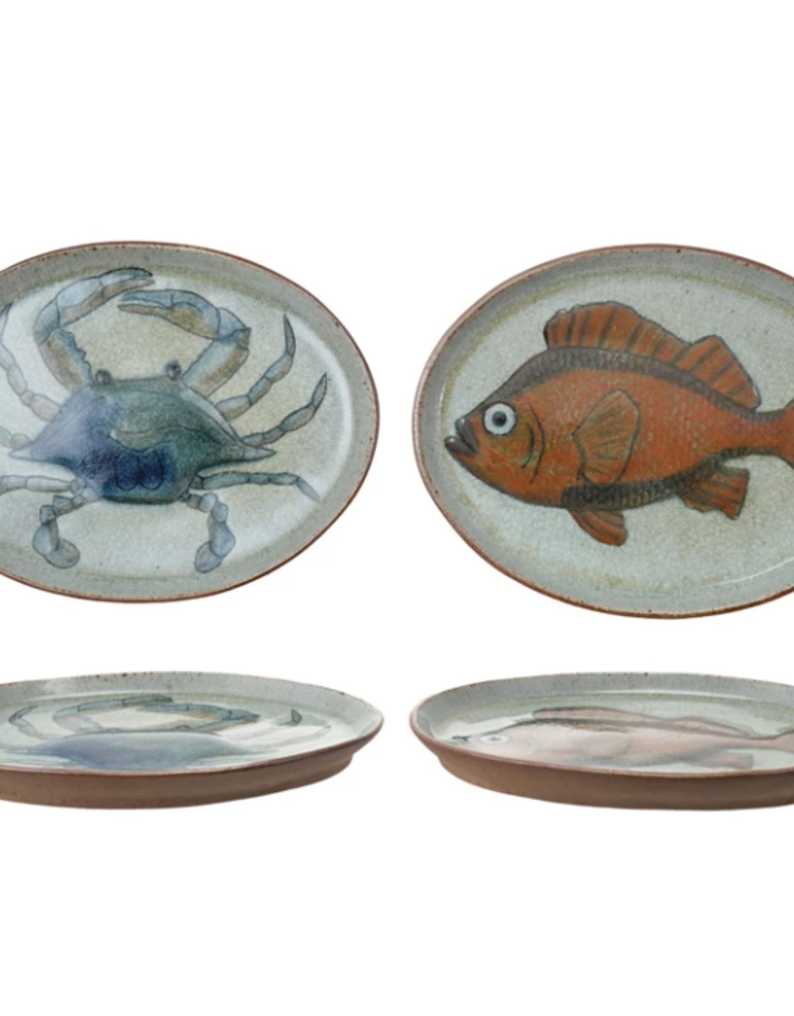 Sea Life Oval Stoneware Plate