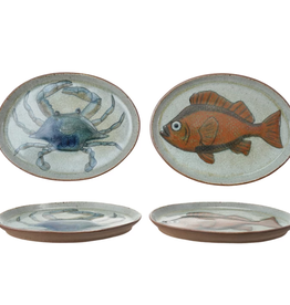Sea Life Oval Stoneware Plate