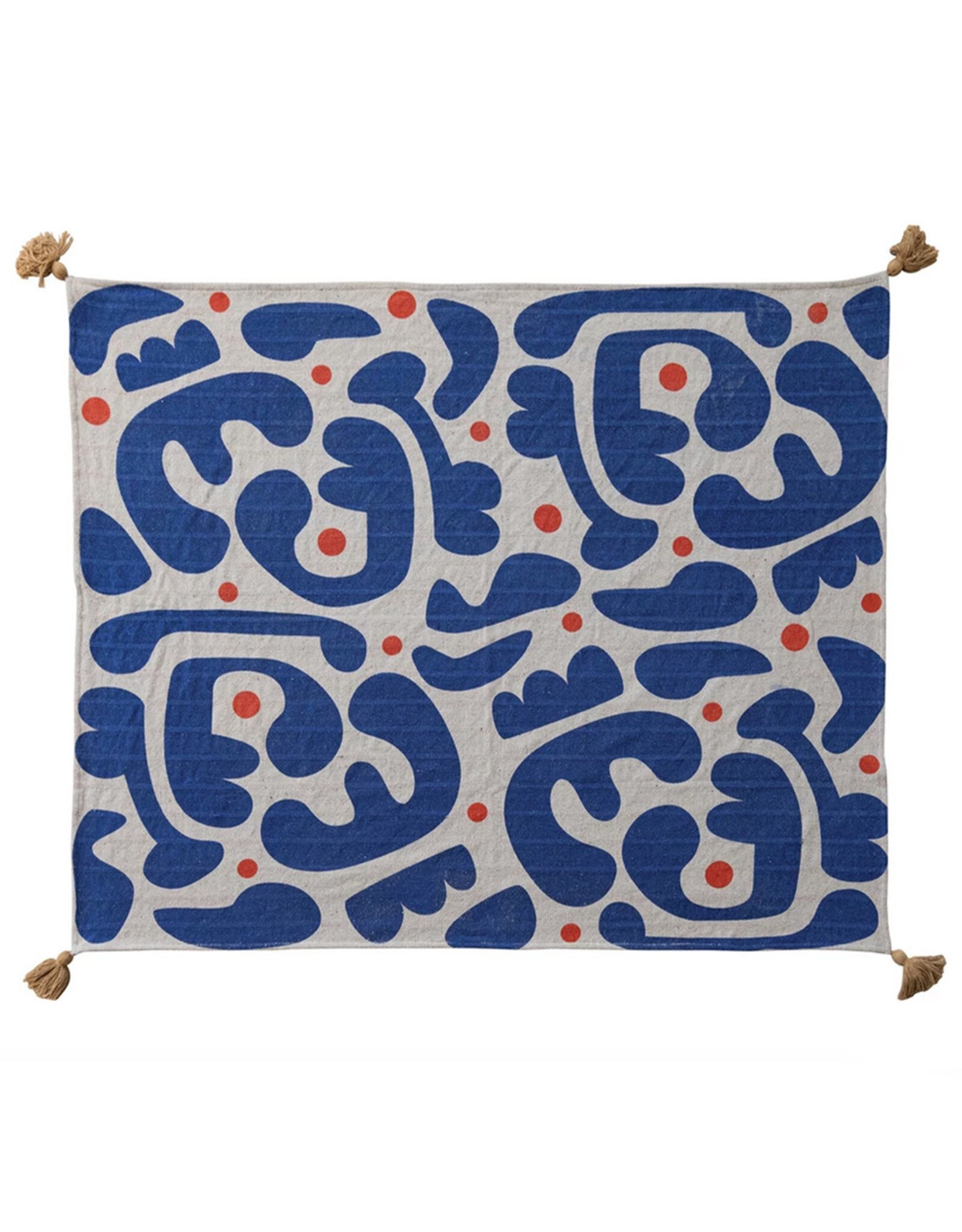 Reversible Abstract Blue/White Recycled Cotton Throw