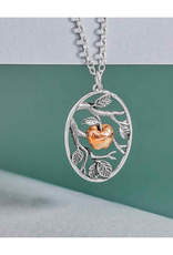 Sterling Silver Leaf with Bronze Apple Necklace