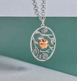 Sterling Silver Leaf with Bronze Apple Necklace