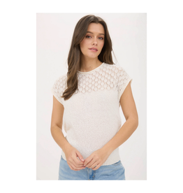 Eyelet Yoke Sweater Knit Top