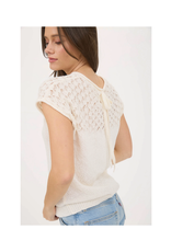 Eyelet Yoke Sweater Knit Top