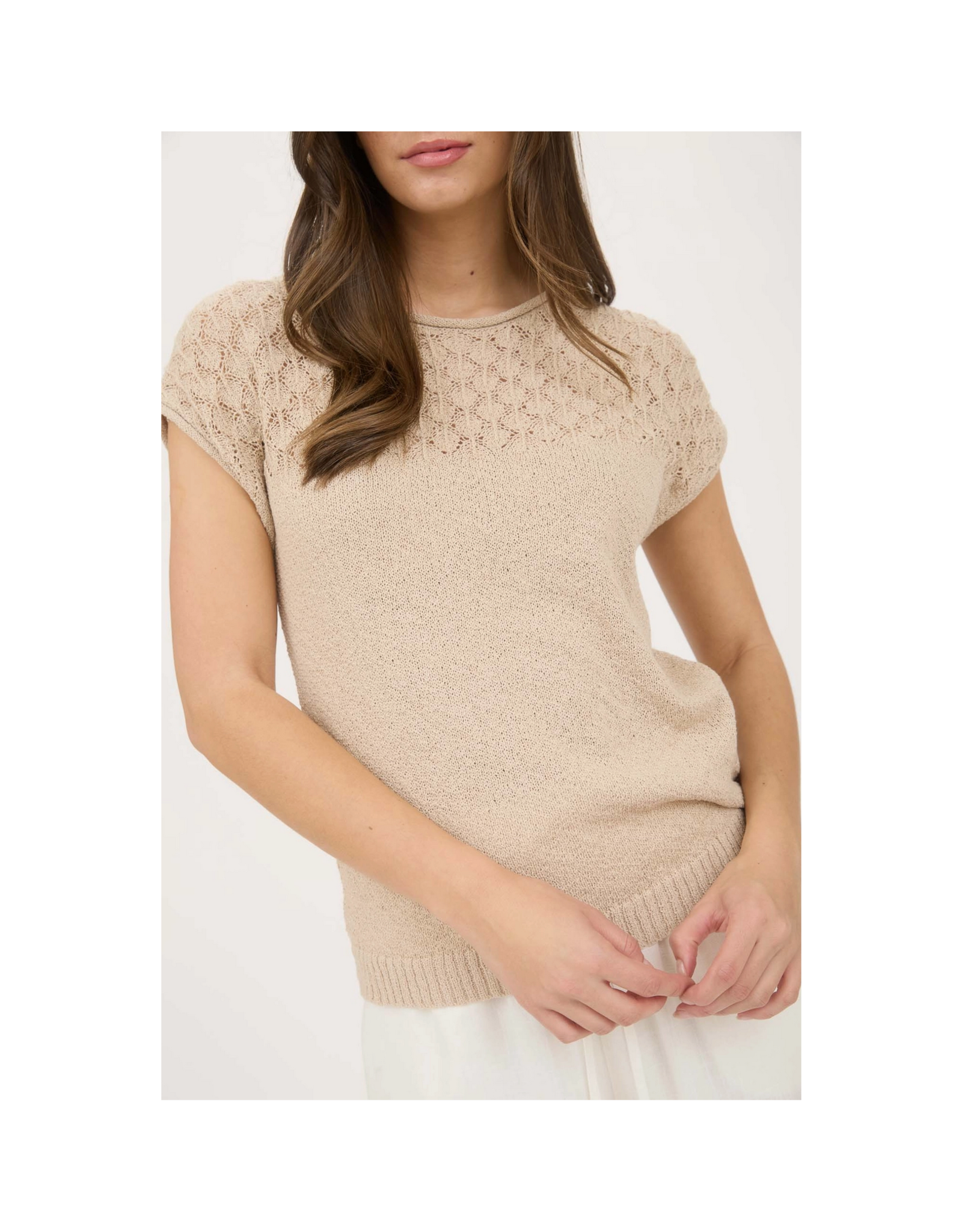 Eyelet Yoke Sweater Knit Top