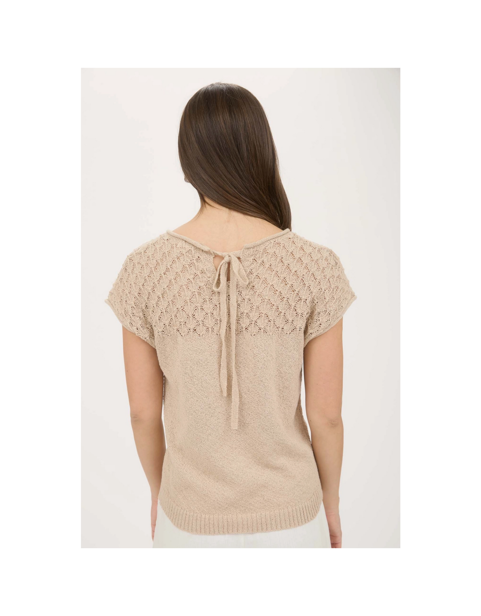 Eyelet Yoke Sweater Knit Top