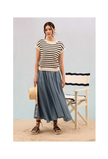Striped Crewneck Short Sleeve Knit Pullover