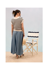 Striped Crewneck Short Sleeve Knit Pullover
