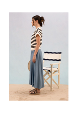 Striped Crewneck Short Sleeve Knit Pullover
