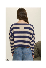 Stripes Exposed Seam Cropped Sweater