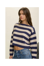 Stripes Exposed Seam Cropped Sweater