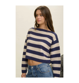 Stripes Exposed Seam Cropped Sweater