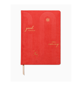 Red Vegan Suede Good Things Are Coming Journal