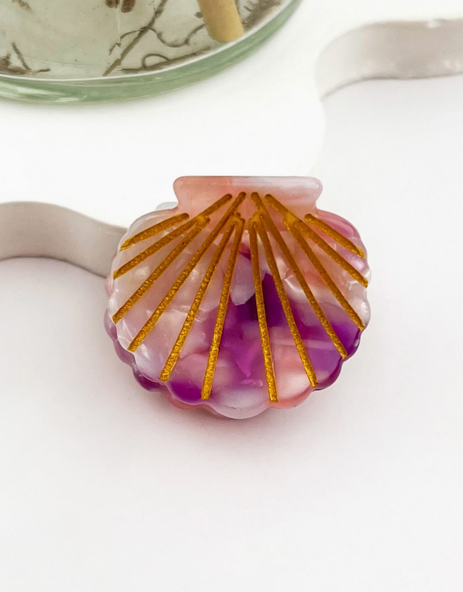 Mini Purple Shell Claw Clip