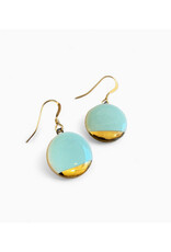 Small Circle Drop Earrings -  Aqua/Gold