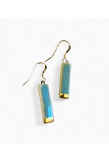 Small Rectangle Drop Earrings - Green/Gold