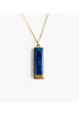 Small Rectangle Necklace - Deep Blue/Gold