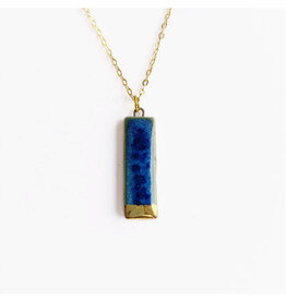 Small Rectangle Necklace - Deep Blue/Gold