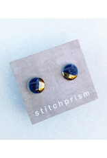Small Circle Stud Earrings - Deep Blue/Gold