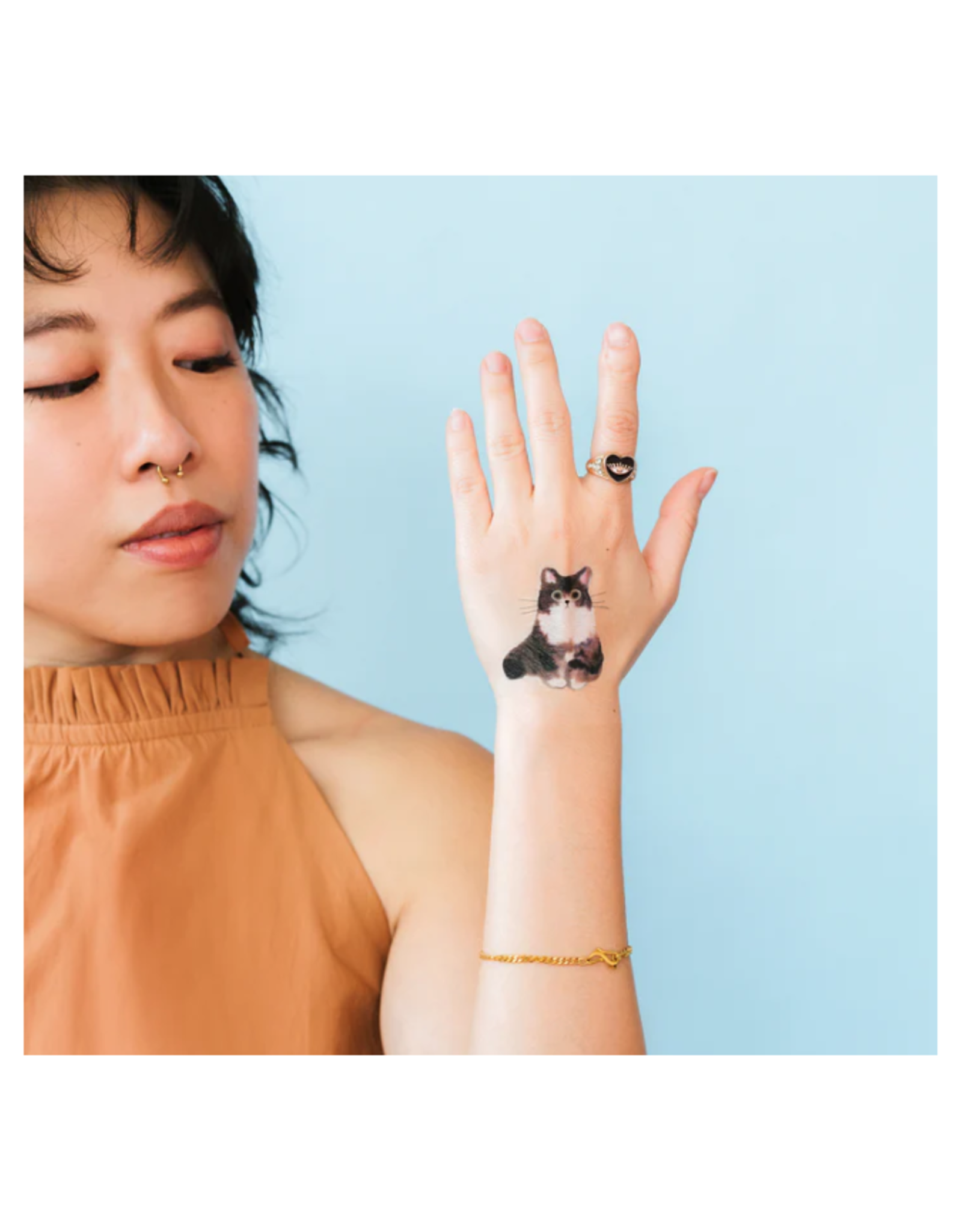 Curious Cat Tattoo Pair