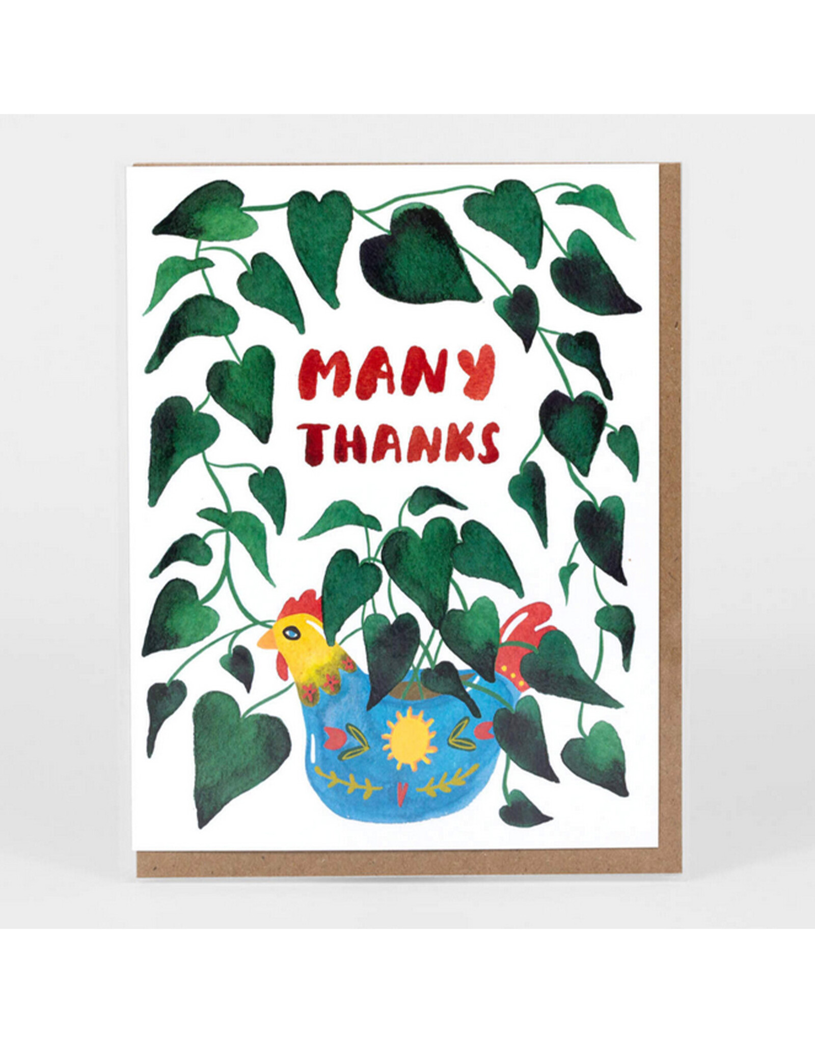 Houseplant Rooster Many Thanks Greeting Card