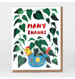 Houseplant Rooster Many Thanks Greeting Card