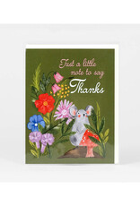Mouse and Mushroom Floral Thanks Greeting Card