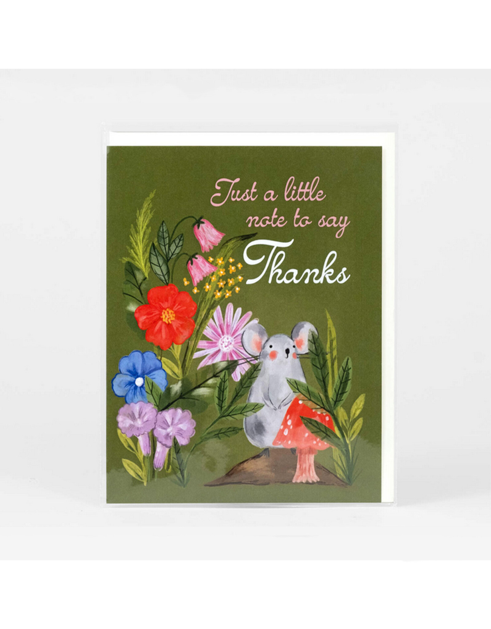 Mouse and Mushroom Floral Thanks Greeting Card