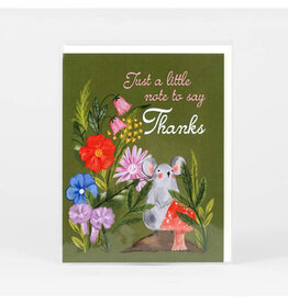 Mouse and Mushroom Floral Thanks Greeting Card
