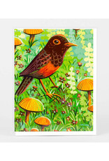Bird and Mushrooms Greeting Card