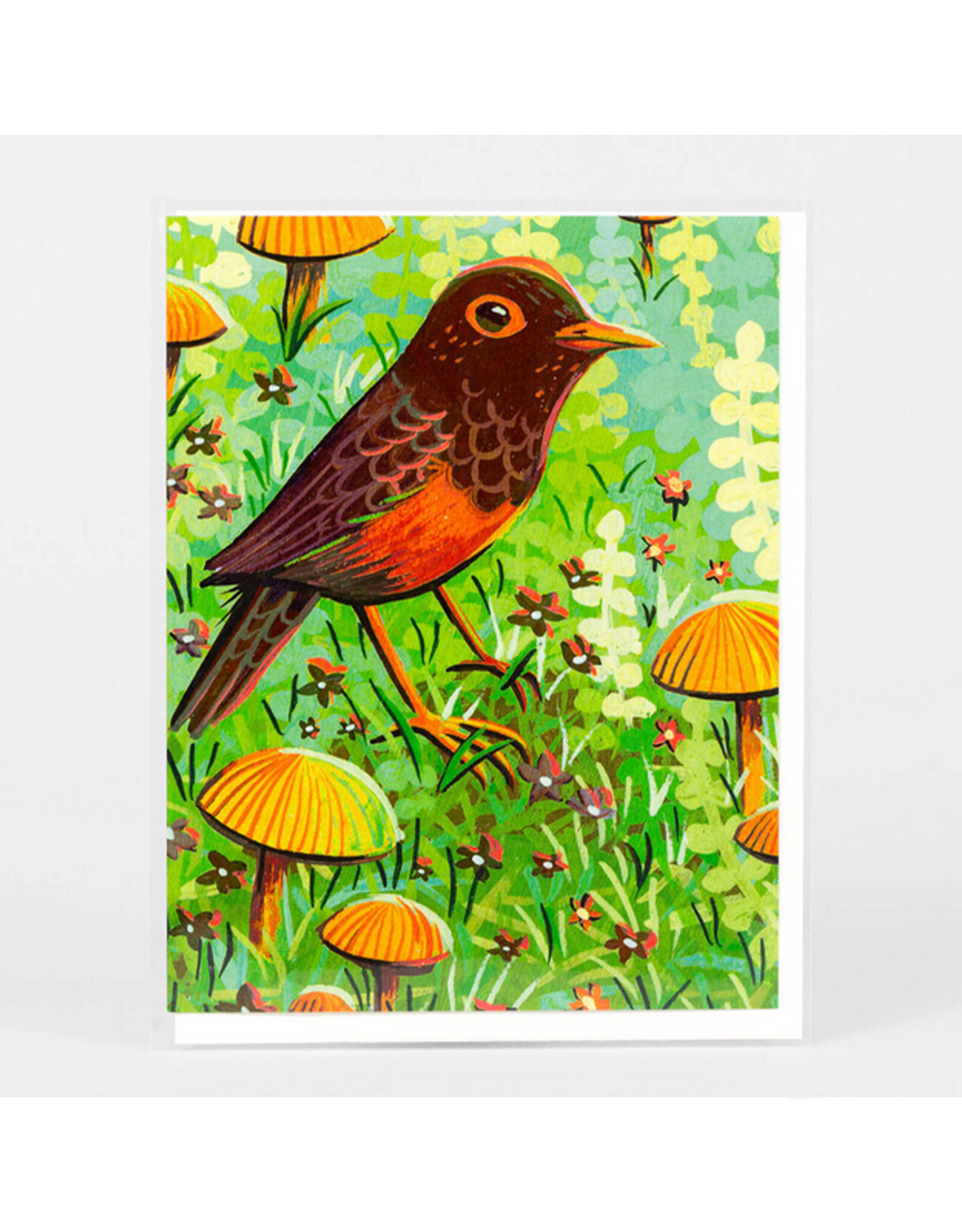 Bird and Mushrooms Greeting Card