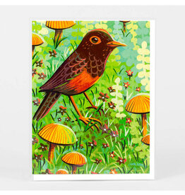 Bird and Mushrooms Greeting Card