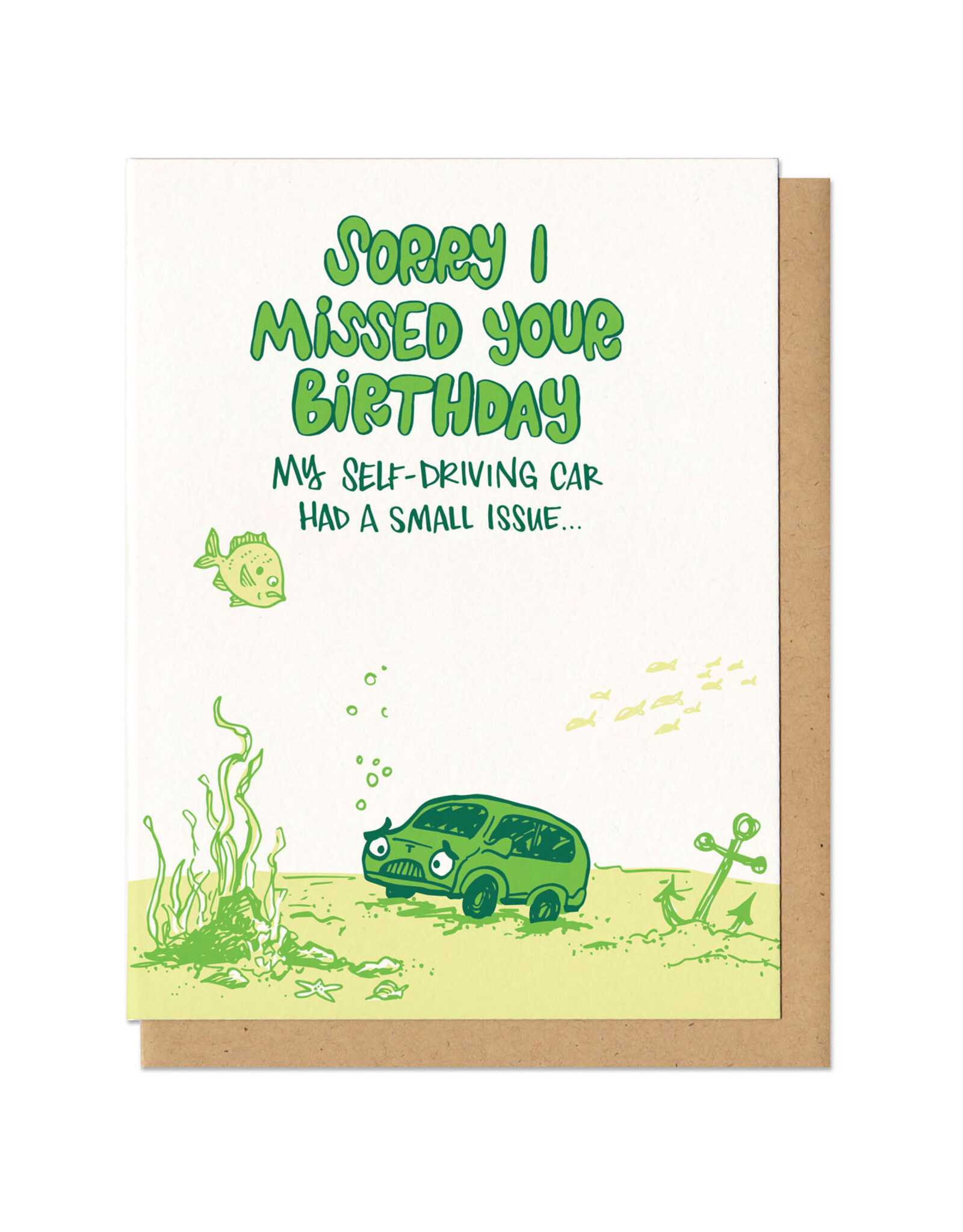 Belated Birthday Self Driving Car Greeting Card