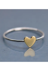 Silver Ring With Bronze Heart