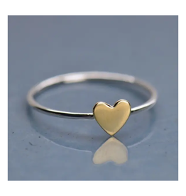 Silver Ring With Bronze Heart