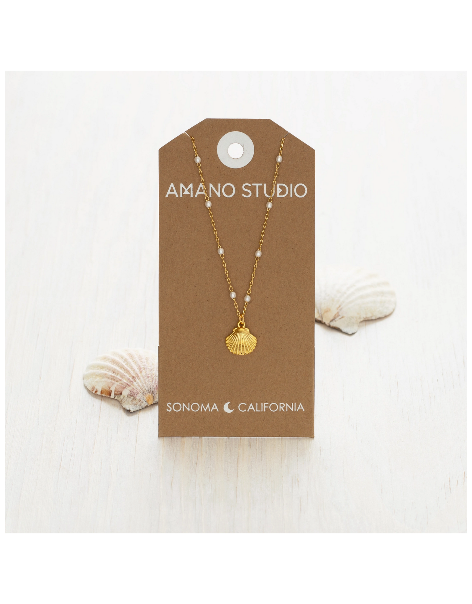 Scallop Shell and Pearls Necklace