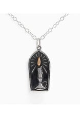 Sterling Silver Candle with Bronze Flame Necklace