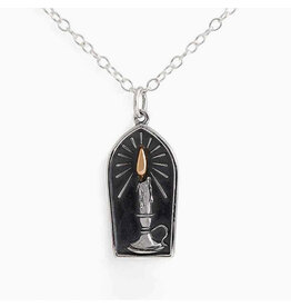 Sterling Silver Candle with Bronze Flame Necklace