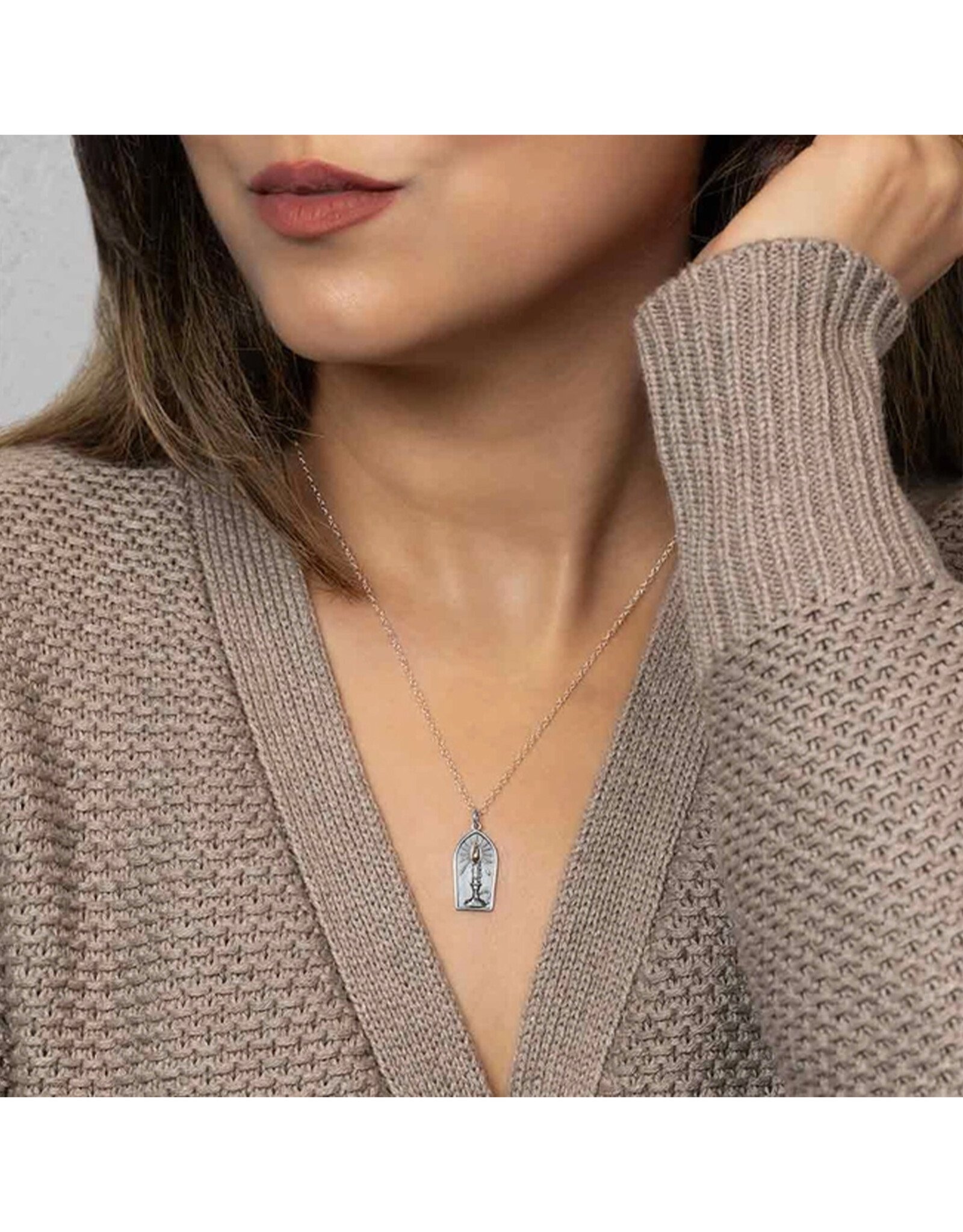 Sterling Silver Candle with Bronze Flame Necklace