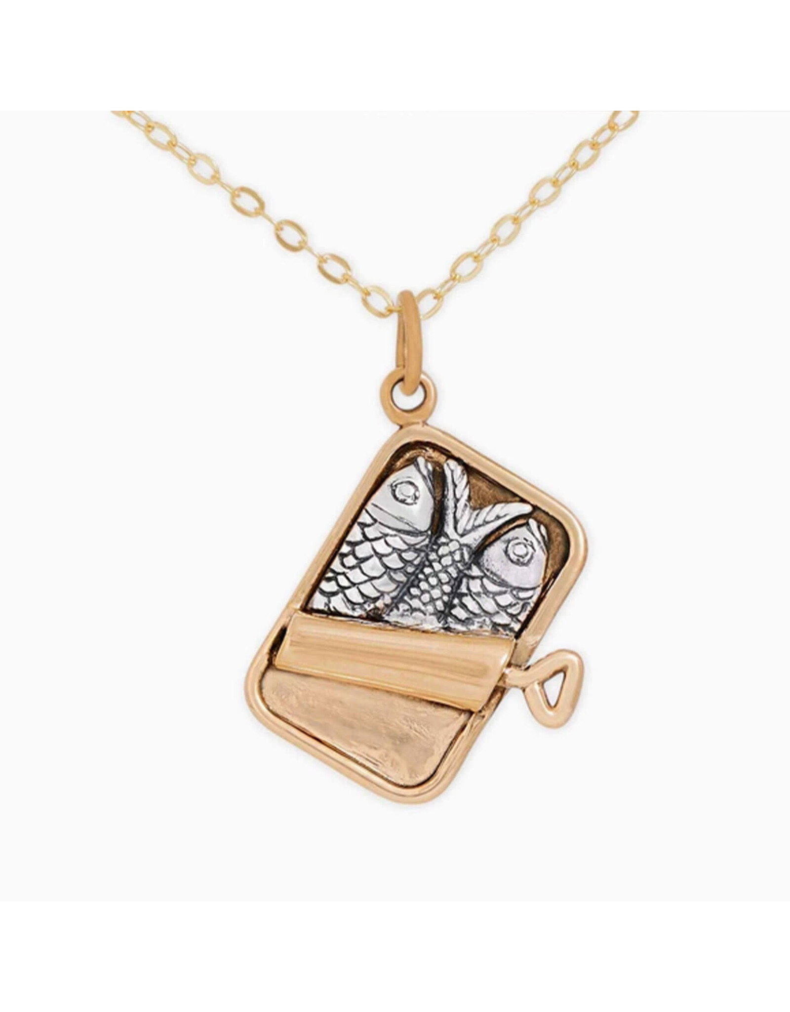 Mixed Metal Sardine Can Necklace