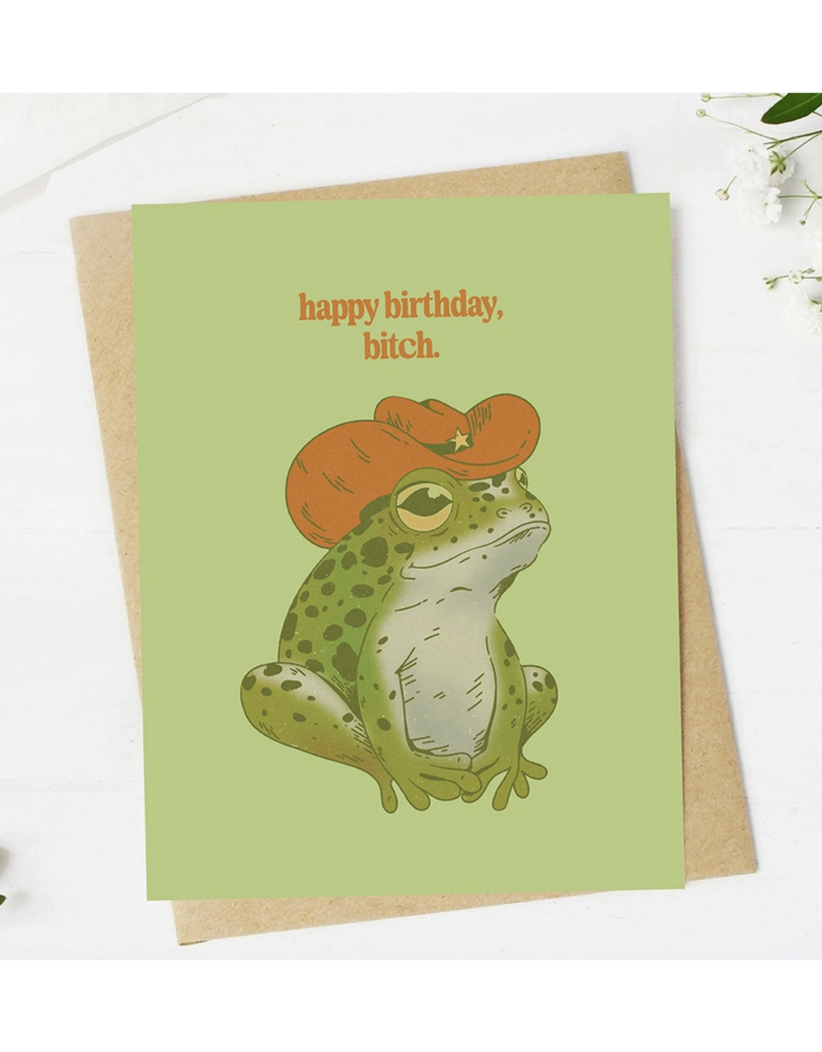 Happy Birthday Bitch Cowboy Frog Greeting Card