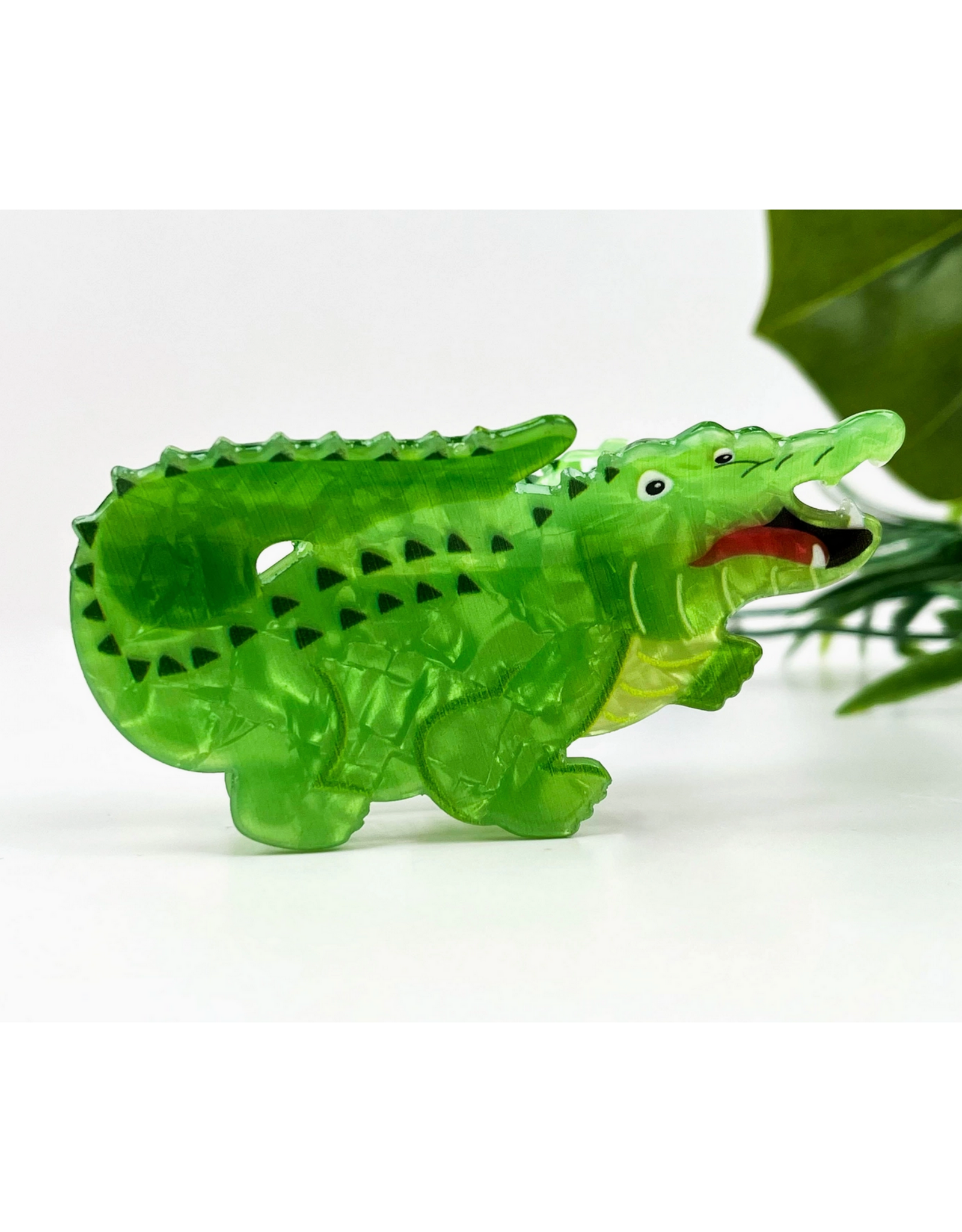 Green Crocodile Claw Clip