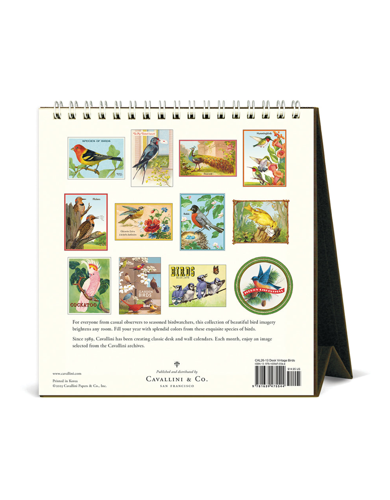 2026 Desk Calendar: Vintage Birds