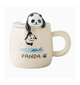 Panda Mug With Lid and Spoon 13oz